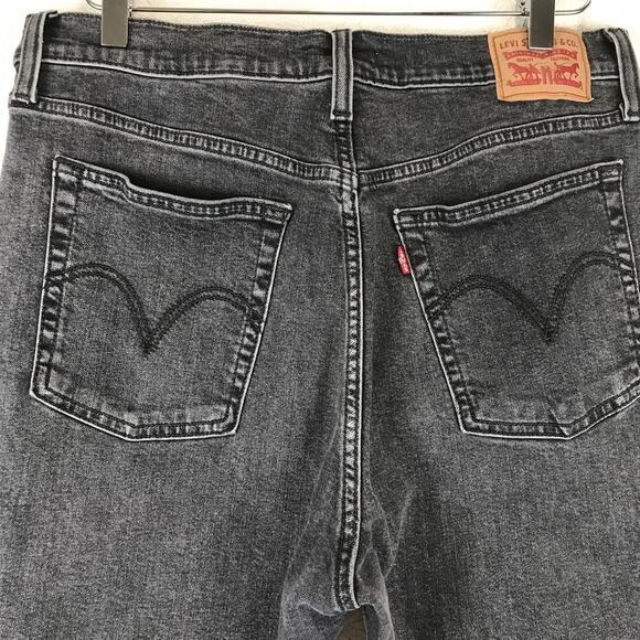 Levi's Wedgie Skinny Faded Black High Rise Button Fly Crop Denim Jeans Size 32 - Picture 4 of 14